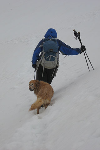 Jake crossing a snowslope