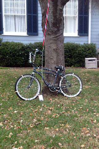 Bicycle decorated for Christmas