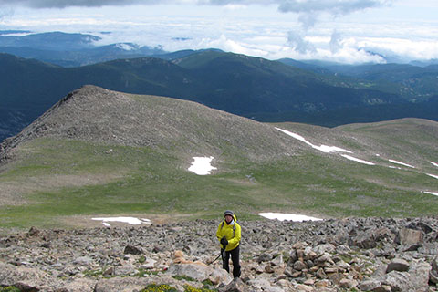 Amy and Augie near the summit of Mount Audubon