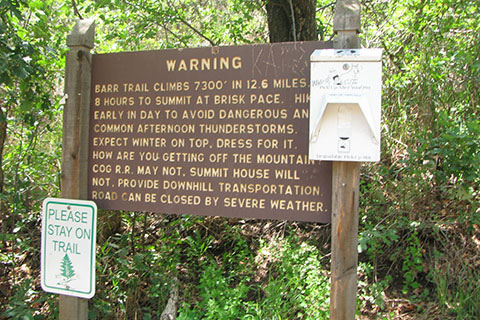 Barr Trailhead sign