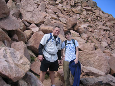 hikers high on Barr Trail