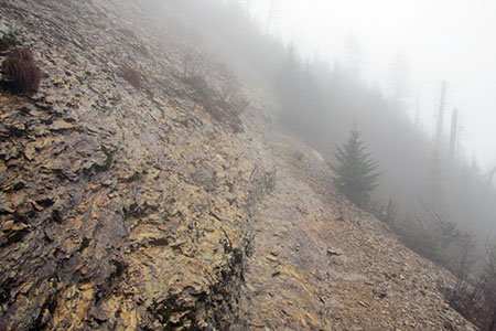 Looking back at the rocky ledge on the Boulevard