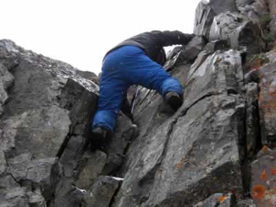 climbing Mount Wilson in storm