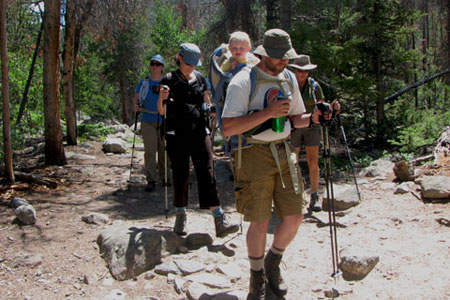 Cub Lake Trail with Ben riding David's shoulders