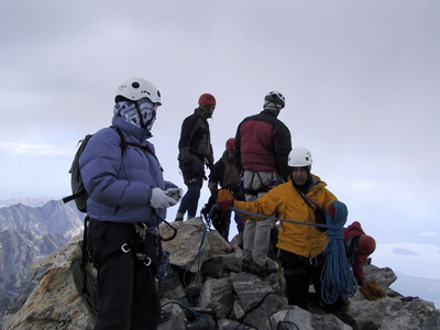 Crowds on Grand Teton Summit