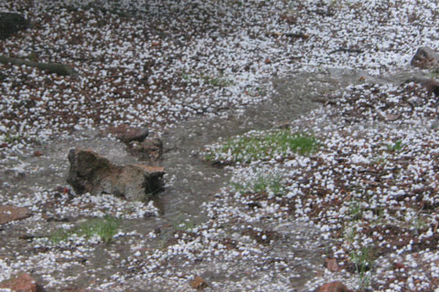 Hail storm at Barr Camp