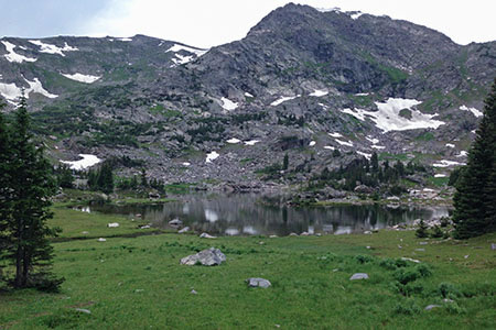 Haynach Lake surrounded by mountains and ridges