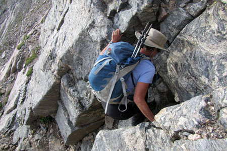 scrambling up cliffs to the loft