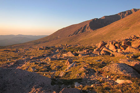 morning sun looking across the alpine tundra