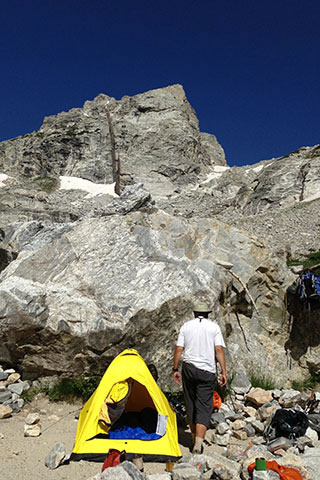 Camping in the Meadows below Middle Teton