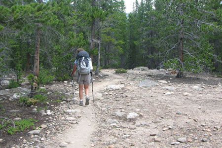 The opening where the steepness of the trail eases