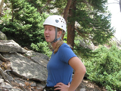 daughter in her climbing helmet