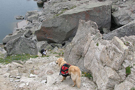 Steep path alongside a boulderfield