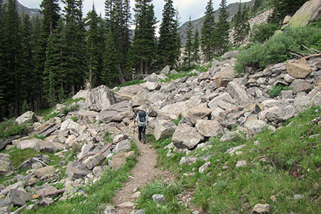 Tonahutu Trail as it descends back to tree line