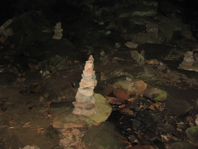 rock cairns in the rockhouses