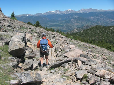 wlaking in the mountains