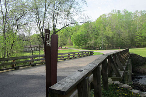 Trail crossing the bridge