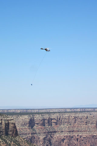 a helicopter over Grand Canyon